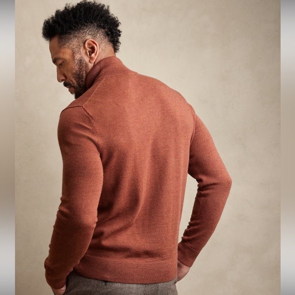 Banana Republic Italian Merino Wool Sweater Half-Zip Zegna Baruffa Large NEW NWT - Picture 2 of 7